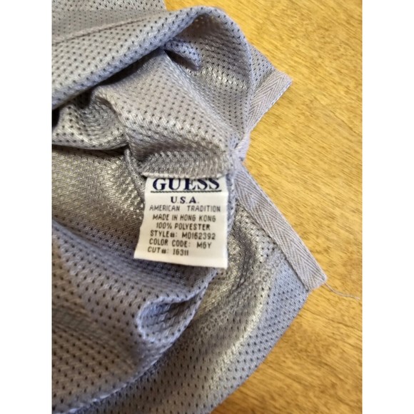 GUESS Shirt Mens XL Gray Button Up Collared Y2K Mesh Club Cruise **Has Pulls** - Picture 12 of 13